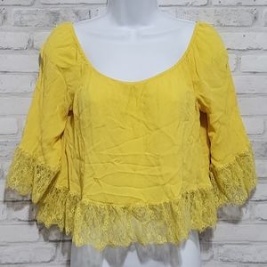 Zara Woman Lace Trim Blouse